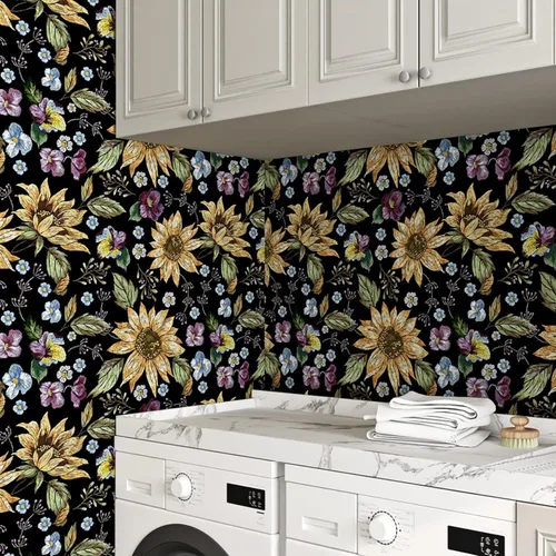 Miniatura 6 de ReWallpaper Papel tapiz floral para despegar y pegar, estilo vintage, papel de pared prepegado para gabinetes, papel tapiz extraíble de flores