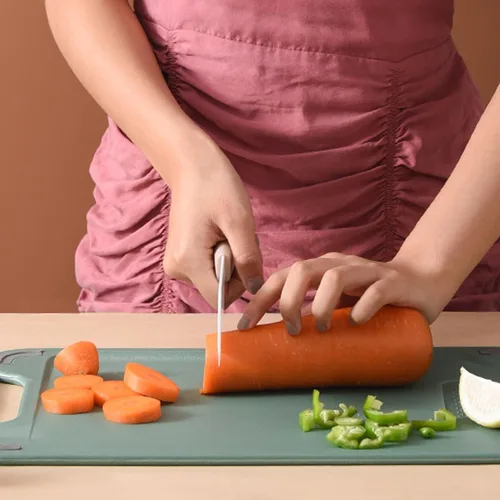 Miniatura 3 de Tabla de cortar de doble cara, tabla de cortar de acero inoxidable, tabla de cortar carne para cocina, tabla de cortar grande para frutas y verduras