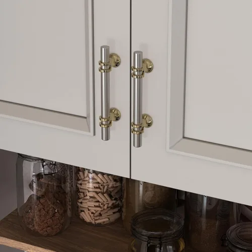Miniatura 2 de Homdiy Paquete de 25 manijas de gabinete de cocina de níquel cepillado de 5 pulgadas, tiradores de gabinete plateados dorados, herrajes modernos