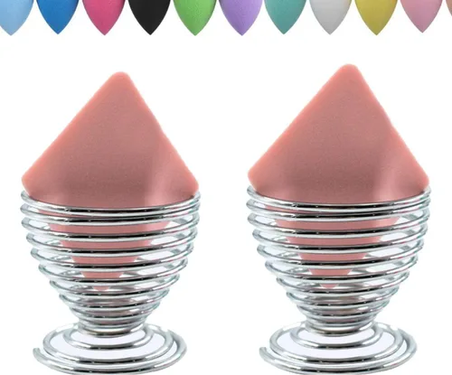 Miniatura 7 de LanMa Beauty - Soporte para esponja de maquillaje (2 unidades), color plateado