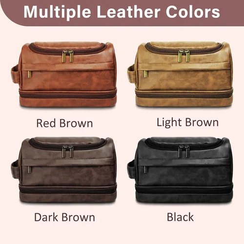 Miniatura 5 de Neceser personalizado para hombres, regalo de graduación para él, bolsa de afeitar de viaje personalizada de cuero grabado, regalos del día