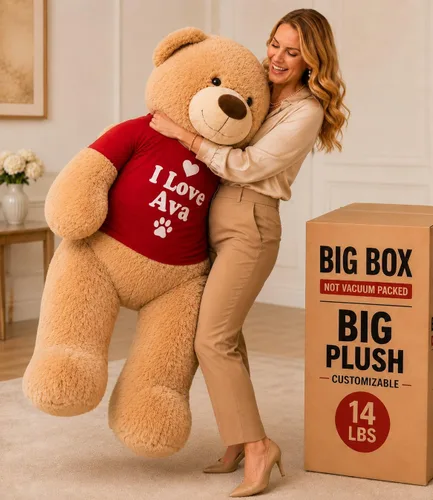 Big Plush Oso de peluche personalizable gigante de 5 pies premium suave, peso 17 libras en caja grande, no envasado al vacío