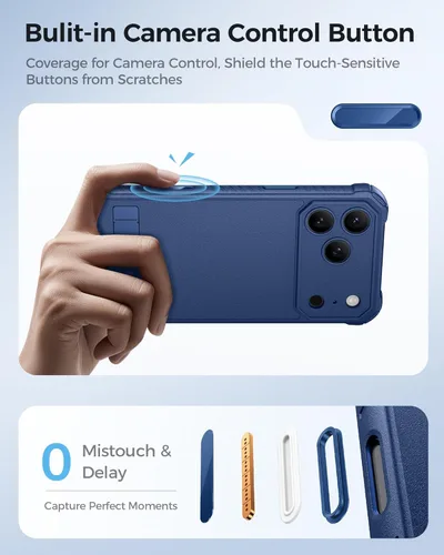 Miniatura 5 de ASAFCASE Funda magnética para iPhone 17 Pro con soporte, compatible con MagSafe, protección completa de la lente, caída de grado militar, control