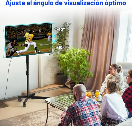 Miniatura 3 de Soporte de TV móvil para televisores de pantalla plana LCD LED OLED de 23 a 60 pulgadas de hasta 88 libras, inclinación y altura ajustable, ruedas