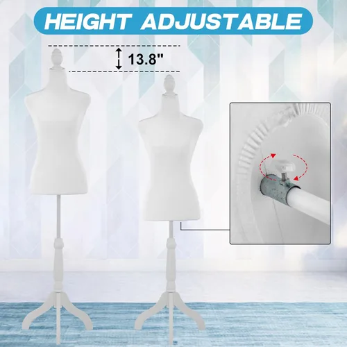 Miniatura 2 de BLKMTY Maniquí femenino con forma de torso para costura, maniquí de costura, altura del cuerpo, modelo de vestido de ropa ajustable con base