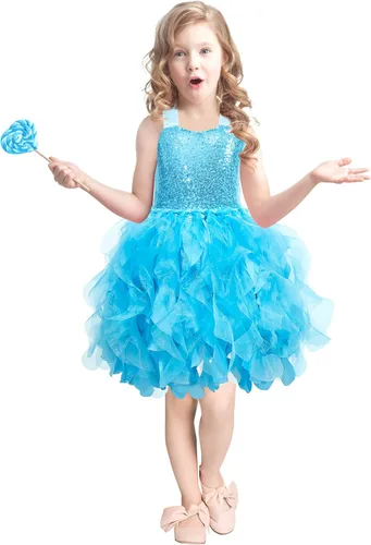 Miniatura 3 de Vestido tutú para niñas con lentejuelas brillantes de tul de princesa, fiesta de cumpleaños, baile de graduación, vestido deportivo para niñas