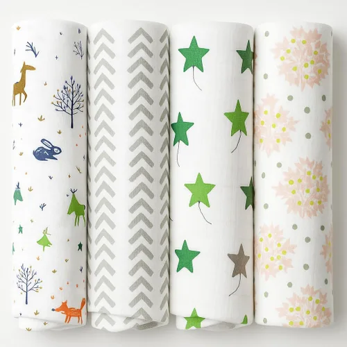 Miniatura 9 de Rajlinen, Mantas de muselina 100% para envolver al bebé, mantas de recepción para recién nacidos, unisex, suaves, cálidas y acogedoras, paquete