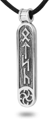 Viking Rune Formula Pendant Necklace for Men Women - 925 Sterling Silver - Norse Nordic Celtic Jewelry - Runes Protection Amulet - Matching