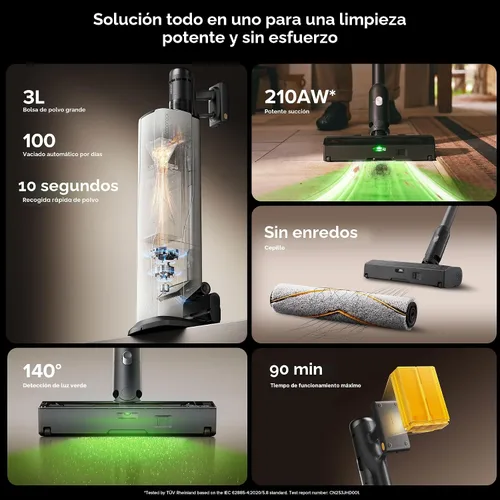 Miniatura 9 de Roborock H60 Hub Ultra Aspiradora Inalámbrica con Estación de Vaciado Automático, Aspiradora de Mano con Succión Mejorada de 210AW para el Hogar