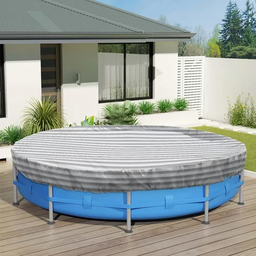 Miniatura 17 de ECOOPTS Cubierta redonda impermeable de poliéster para piscinas sobre el suelo, protector de cubierta de piscina de invierno (6 pies, turquesa)