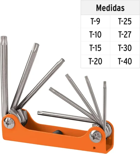 Miniatura 3 de TRUPER TORX-8 - Juego de llaves Torx plegables 8 en 1, caja de metal