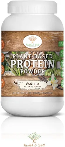 Health & Well Proteína en polvo a base de plantas, contiene tres proteínas veganas y ocho súper frutas diferentes (vainilla)