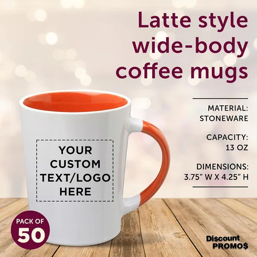 Miniatura 4 de Albany - Juego de 50 tazas de café con leche de cerámica personalizadas, 13 onzas, paquete personalizado a granel, perfectas para café, té, expreso