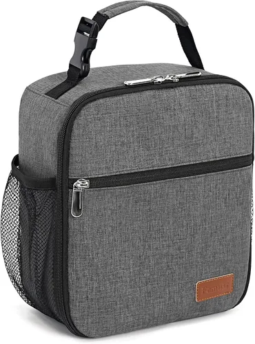 Miniatura 11 de Femuar Bolsa de almuerzo para hombres, mujeres y adultos, pequeña para oficina, trabajo, picnic, bolsa de almuerzo portátil reutilizable, color negro
