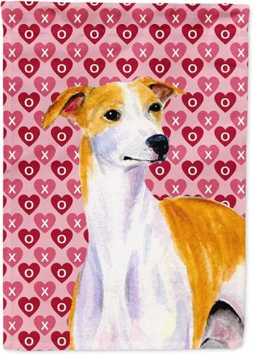 Miniatura 127 de Caroline's Treasures SS4484GF Bandera de jardín con diseño de bulldog inglés y corazones para el Día de San Valentín, bandera decorativa para patio