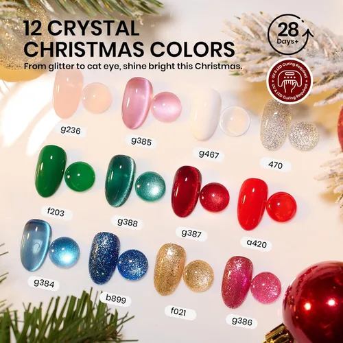 Miniatura 2 de Beetles - Juego de 67 esmaltes de uñas de gel con luz UV – 12 colores de gelatina ojo de gato rosa, kit de uñas con purpurina roja y azul con 0