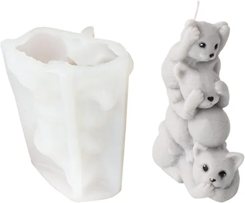 Miniatura 6 de Molde de silicona de panda apilable 3D para fondant, chocolate, decoración de pasteles, vela, jabón, arcilla polimérica, adorno de yeso, arte