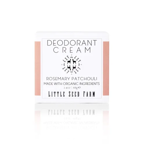 Little Seed Farm - Crema de desodorante natural - Romero y pachulí - Desodorante libre de aluminio para mujeres u hombres, Peso neto 2.4 oz | 68 g