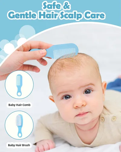 Miniatura 3 de Lictin - Kit de cuidado y salud para bebés, kit de cuidado de la salud de seguridad para recién nacidos con cepillo para el cabello, peine, Azul bebé