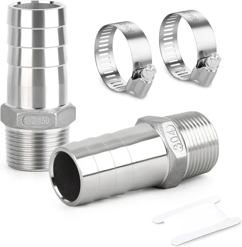 Miniatura 15 de TAISHER 5 PIEZAS Accesorios de Púa para Manguera de Acero Inoxidable 304, Accesorios de Cerveza Casera Púa de 1" x 1/2" MNPT con 5 PIEZAS