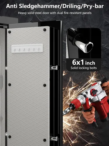 Miniatura 6 de TIGERKING Caja fuerte grande ignífuga para el hogar, 8.12 pies cúbicos, diseño brillante de lujo, acero resistente de 203 libras, protección contra