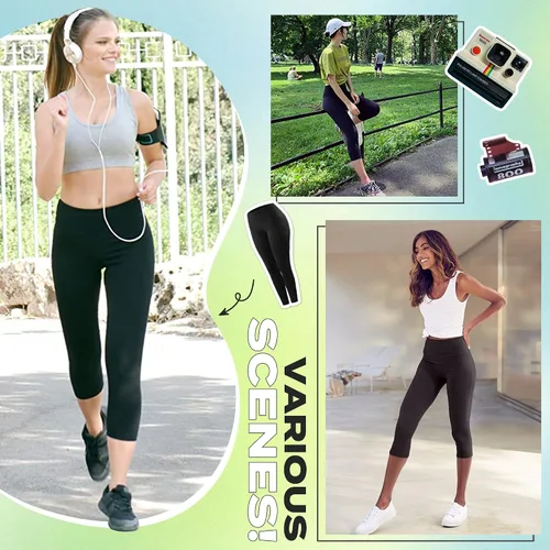 Miniatura 18 de NexiEpoch - Paquete de 4 leggings suaves para mujer, con bolsillos, control de abdomen y cintura alta, pantalones capri para yoga y ejercicio