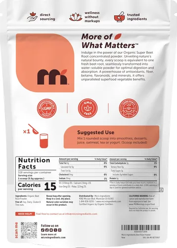 Miniatura 7 de Micro Ingredients Jugo de raíz de remolacha orgánica en polvo, 2 libras, nitratos naturales, sin OMG y los mejores súper alimentos