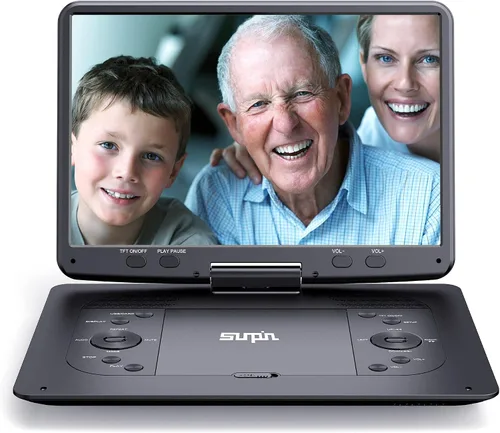 Reproductor de DVD portátil de 16.9 pulgadas con pantalla grande HD de 14.1 pulgadas, batería recargable de 5 horas, reproductores de DVD para niños