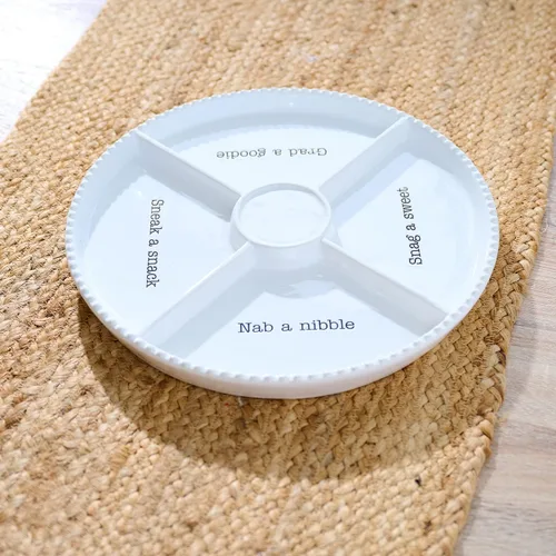 Miniatura 2 de Mud Pie Circa Divided Tray, White, 12 1/4" dia Base para plaquitas intercambiables