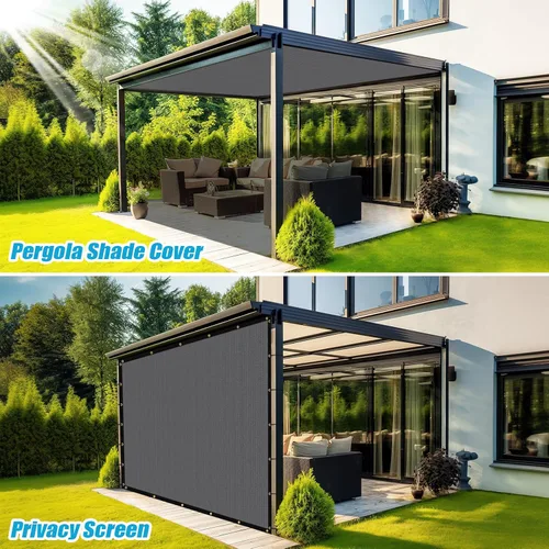 Miniatura 3 de Amagenix GN07 - Toldo 90% pérgola de 7 x 12 pies, color gris claro, con ojales, para jardín, patio, porche, grado comercial, 200 GSM, bridas