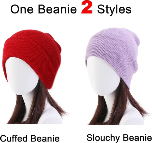 Miniatura 5 de 1 y 2 paquetes de gorros unisex para hombres y mujeres, gorros de punto de invierno