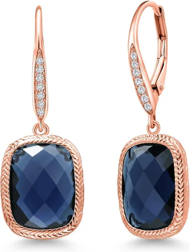 Miniatura 35 de Gem Stone King Aretes colgantes de plata de ley 925 con piedra natal y diamantes blancos cultivados en laboratorio de 4.60 quilates para mujer