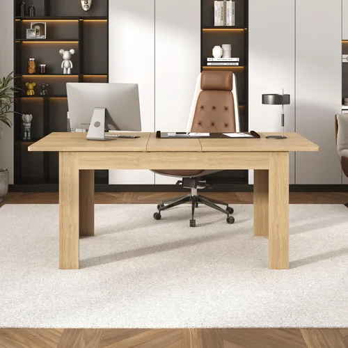 Miniatura 6 de jiteentarou Mesa de comedor extensible para 6-10 personas de 59 a 86 pulgadas, mesas ampliables de 86 pulgadas de largo para espacios pequeños, Roble