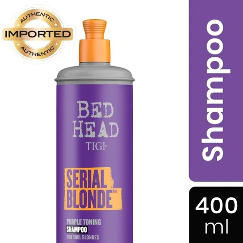 Miniatura 3 de Bed Head by TIGI Serial Blonde Purple - Champú tonificante para rubias frías, neutraliza los tonos de latón, sin sulfatos, 13.53 onzas líquidas