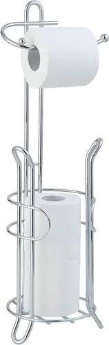 Soporte de pie para papel higiénico SunnyPoint con almacenamiento – Capacidad para 3 rollos de repuesto, acero resistente, acabado cromado, fácil