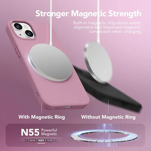 Miniatura 3 de GONEZ Funda magnética para iPhone 14, compatible con Magsafe, con protector de pantalla + protector de cámara, forro de microfibra antiarañazos