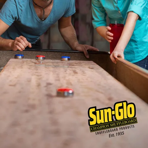 Miniatura 6 de Sun-Glo Shuffleboard Sand - Cera en polvo para tejo con mini recogedor y mini cepillo, paquete de 2 (16 onzas cada uno) SunGlo #1 Super Glide