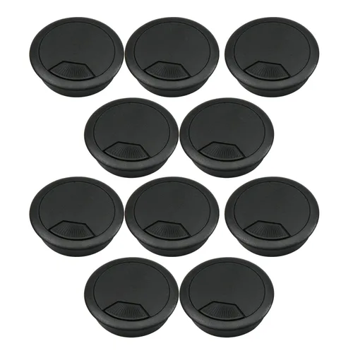 Miniatura 18 de 5 tapas organizadora de alambre de plástico negro con ojales de escritorio de 2-3/8 pulgadas/2.362 in Negro 5 piezas.