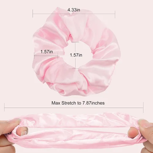 Miniatura 2 de Aprince Coleteros rosados para niñas y mujeres, 12 piezas de coleteros de satén, ligas para el cabello, soporte para cola de caballo, bonitos