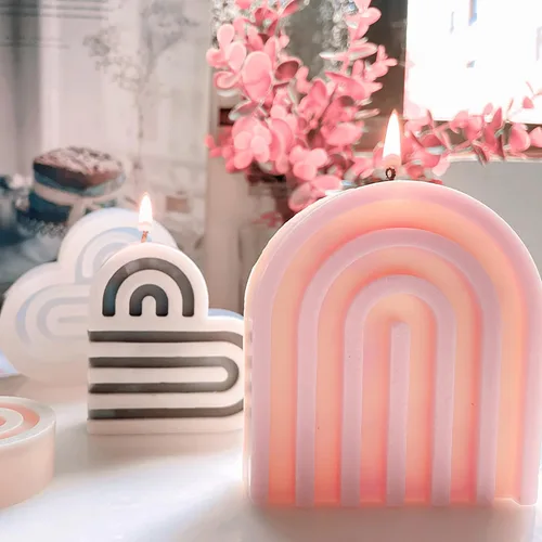 Miniatura 2 de Paquete de 2 moldes de fundición de joyería de resina para puerta de arco y vela de línea de corazón, molde de silicona 3D para suministros