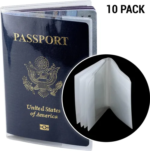 Miniatura 2 de Paquete de 10 fundas para pasaporte de plástico transparente, funda protectora de pasaporte, funda de vinilo transparente para pasaporte