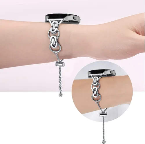 Miniatura 4 de Pulsera de diamantes brillante compatible con Garmin Vivoactive 3, Forerunner 245/645 Music, Venu/Venu Sq 2, bandas de metal elegante de acero