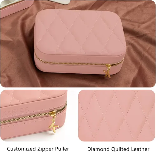 Miniatura 4 de KAMIER Cajas de joyería pequeñas para mujer caja organizadora de joyas de terciopelo para aretes anillos collares bonita caja de joyería
