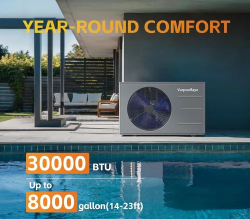 Miniatura 2 de Bomba de calor de piscina de 30,000 BTU - Calentador eléctrico de piscina para piscinas sobre el suelo y enterradas de hasta 8,000 galones