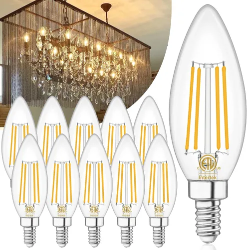 Miniatura 11 de winshine E12 Candelabra LED Bulbs Dimmable 2700K Warm White 60W Equivalent, Energy Efficient 4W, Type B Light Bulb for Chandelier, C35 Ceiling Fan