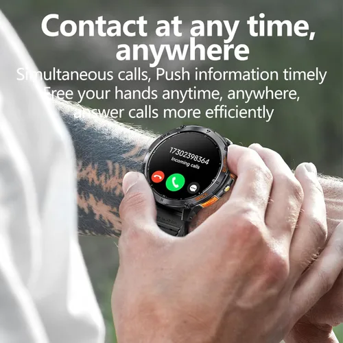 Miniatura 5 de Yihou Reloj inteligente militar para hombre, reloj de fitness, rastreador de actividad física con brújula GPS, linterna con monitor de frecuencia