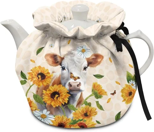 Miniatura 30 de DISNIMO Funda de tetera aislada a prueba de polvo con diseño floral de colibrí, para mantener el calor, accesorios decorativos, colcha