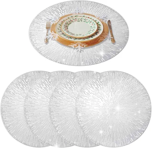 Miniatura 7 de GIVERARE Juego de 4 manteles individuales, mantel individual de vinilo resistente al calor, 12 x 18 pulgadas, tapete de mesa de PVC antideslizante B