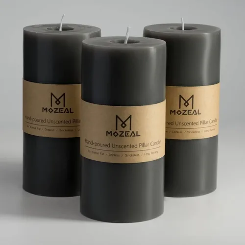 Miniatura 9 de MOZEAL Velas grandes sin perfume vertidas a mano de 3 x 8 pulgadas, sin humo, juego de 2, combustión lenta, sin goteo, aproximadamente 150 horas