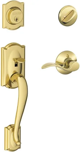 Miniatura 22 de Schlage F60 V CAM 716 ACC - Juego de manijas para puerta de entrada con manija Accent, diseño Camelot, cerradura de entrada con llave de lado único